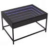 Fekete végtelen hatású LED-es dohányzóasztal 70 x 50 x 41 cm