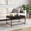 Fekete végtelen hatású LED-es dohányzóasztal 70 x 50 x 41 cm