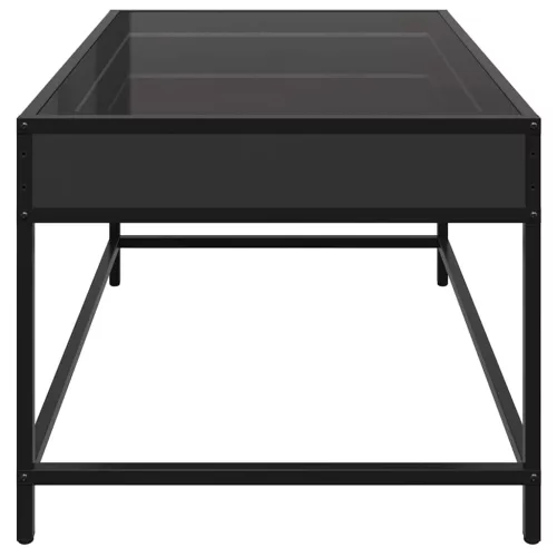Fekete végtelen hatású LED-es dohányzóasztal 70 x 50 x 41 cm