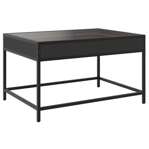 Fekete végtelen hatású LED-es dohányzóasztal 70 x 50 x 41 cm