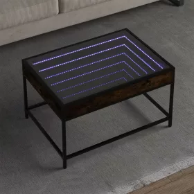   Füstös tölgy végtelen hatású LED-es dohányzóasztal 70x50x41 cm