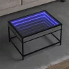Szürke sonoma végtelen hatású LED-es dohányzóasztal 70x50x41 cm
