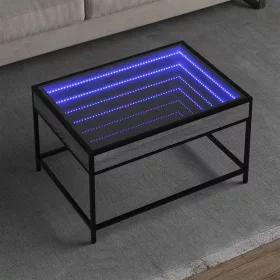   Szürke sonoma végtelen hatású LED-es dohányzóasztal 70x50x41 cm