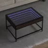 Barna tölgy végtelen hatású LED-es dohányzóasztal 70x50x41 cm