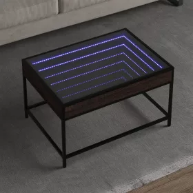   Barna tölgy végtelen hatású LED-es dohányzóasztal 70x50x41 cm