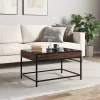 Barna tölgy végtelen hatású LED-es dohányzóasztal 70x50x41 cm
