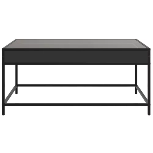 Fekete végtelen hatású LED-es dohányzóasztal 90 x 50 x 41 cm