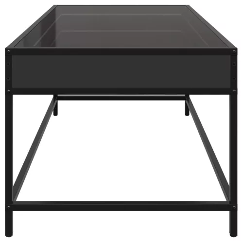 Fekete végtelen hatású LED-es dohányzóasztal 90 x 50 x 41 cm