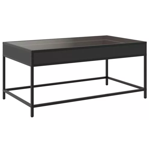 Fekete végtelen hatású LED-es dohányzóasztal 90 x 50 x 41 cm