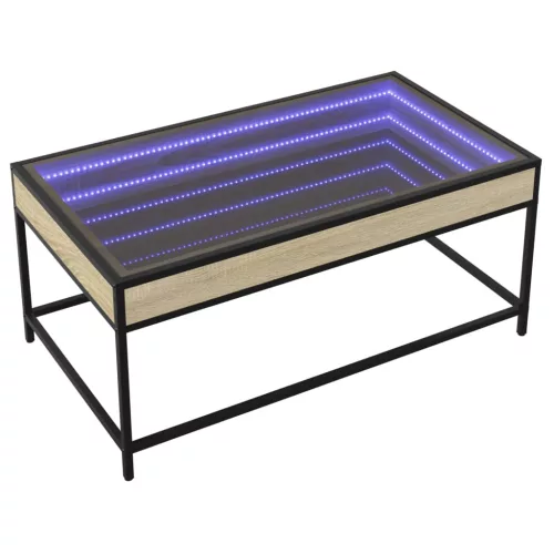 Sonoma tölgy végtelen hatású LED-es dohányzóasztal 90x50x41 cm