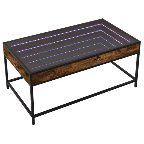 Füstös tölgy végtelen hatású LED-es dohányzóasztal 90x50x41 cm