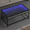 Szürke sonoma végtelen hatású LED-es dohányzóasztal 90x50x41 cm