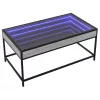 Szürke sonoma végtelen hatású LED-es dohányzóasztal 90x50x41 cm