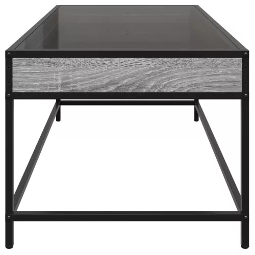 Szürke sonoma végtelen hatású LED-es dohányzóasztal 90x50x41 cm