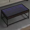 Barna tölgy végtelen hatású LED-es dohányzóasztal 90x50x41 cm
