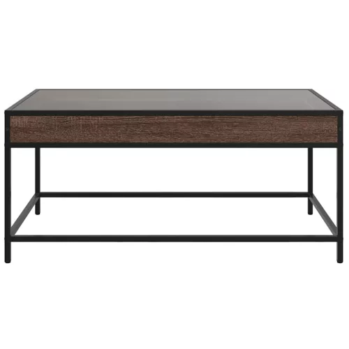 Barna tölgy végtelen hatású LED-es dohányzóasztal 90x50x41 cm