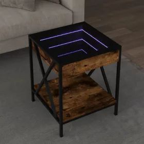   Füstös tölgy végtelen hatású LED-es dohányzóasztal 40x40x49 cm