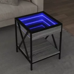   Szürke sonoma végtelen hatású LED-es dohányzóasztal 40x40x49 cm