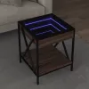 Barna tölgy végtelen hatású LED-es dohányzóasztal 40x40x49 cm