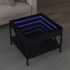 Fekete végtelen hatású LED-es dohányzóasztal 50 x 50 x 38 cm