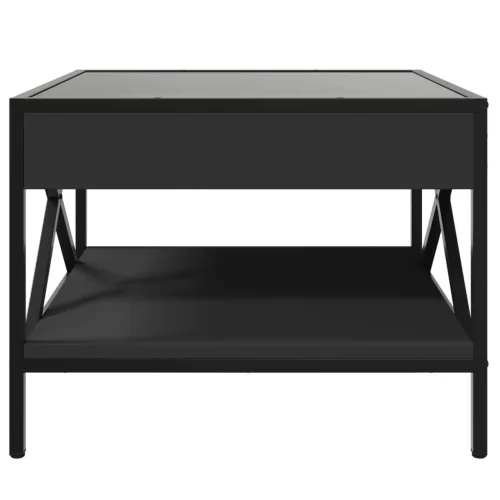 Fekete végtelen hatású LED-es dohányzóasztal 50 x 50 x 38 cm
