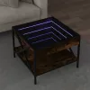 Füstös tölgy végtelen hatású LED-es dohányzóasztal 50x50x38 cm