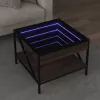 Barna tölgy végtelen hatású LED-es dohányzóasztal 50x50x38 cm