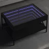 Fekete végtelen hatású LED-es dohányzóasztal 70 x 50 x 38 cm