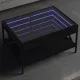 Fekete végtelen hatású LED-es dohányzóasztal 70 x 50 x 38 cm