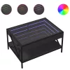 Fekete végtelen hatású LED-es dohányzóasztal 70 x 50 x 38 cm
