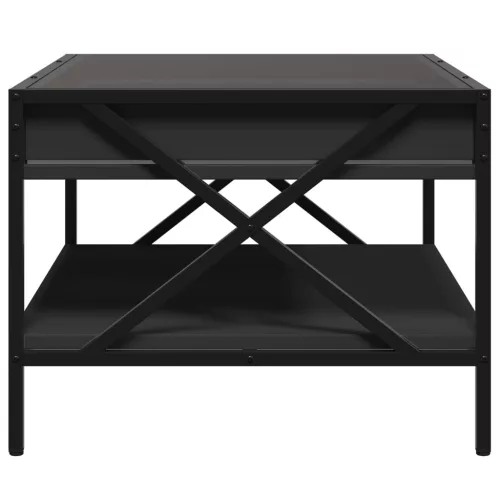 Fekete végtelen hatású LED-es dohányzóasztal 70 x 50 x 38 cm