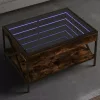 Füstös tölgy végtelen hatású LED-es dohányzóasztal 70x50x38 cm
