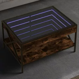   Füstös tölgy végtelen hatású LED-es dohányzóasztal 70x50x38 cm