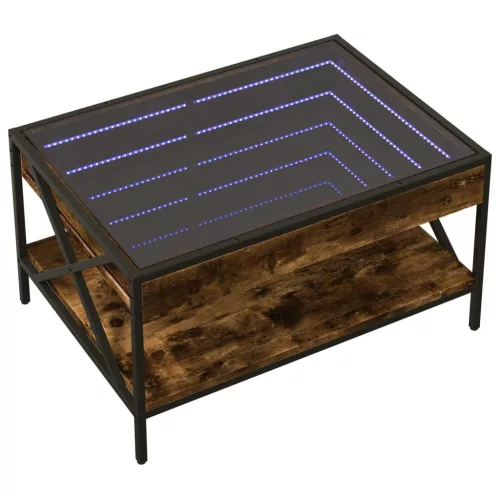 Füstös tölgy végtelen hatású LED-es dohányzóasztal 70x50x38 cm
