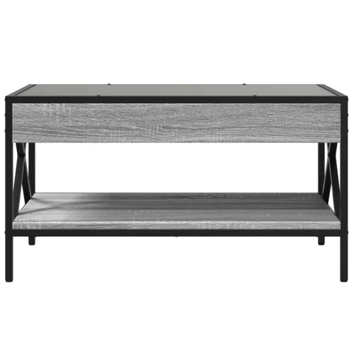 Szürke sonoma végtelen hatású LED-es dohányzóasztal 70x50x38 cm