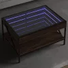 Barna tölgy végtelen hatású LED-es dohányzóasztal 70x50x38 cm