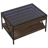 Barna tölgy végtelen hatású LED-es dohányzóasztal 70x50x38 cm