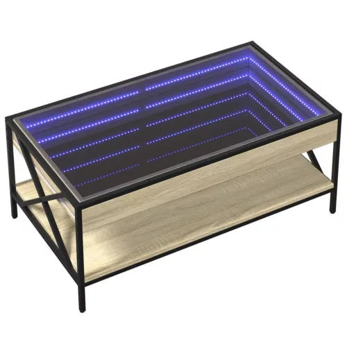 Sonoma tölgy végtelen hatású LED-es dohányzóasztal 90x50x38 cm