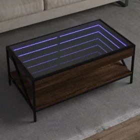   Barna tölgy végtelen hatású LED-es dohányzóasztal 90x50x38 cm