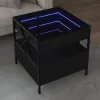 Fekete végtelen hatású LED-es dohányzóasztal 50 x 50 x 51 cm