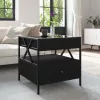 Fekete végtelen hatású LED-es dohányzóasztal 50 x 50 x 51 cm