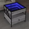 Szürke sonoma végtelen hatású LED-es dohányzóasztal 50x50x51 cm