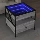 Szürke sonoma végtelen hatású LED-es dohányzóasztal 50x50x51 cm