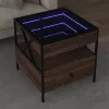 Barna tölgy végtelen hatású LED-es dohányzóasztal 50x50x51 cm
