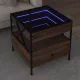 Barna tölgy végtelen hatású LED-es dohányzóasztal 50x50x51 cm