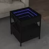 Fekete végtelen hatású LED-es dohányzóasztal 40 x 40 x 51 cm