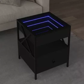   Fekete végtelen hatású LED-es dohányzóasztal 40 x 40 x 51 cm