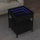 Fekete végtelen hatású LED-es dohányzóasztal 40 x 40 x 51 cm