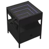 Fekete végtelen hatású LED-es dohányzóasztal 40 x 40 x 51 cm