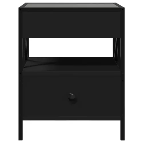 Fekete végtelen hatású LED-es dohányzóasztal 40 x 40 x 51 cm